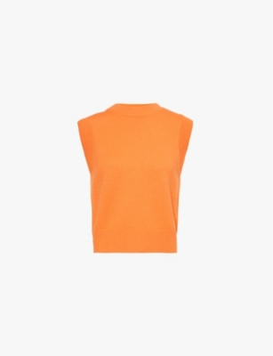 Aspiga Womens Orange Sleeveless Round-neck Merino-wool Tank Top