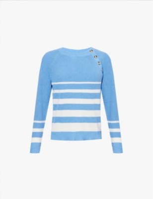 Aspiga Womens Blue/cream Rhia Striped Cotton-blend Jumper