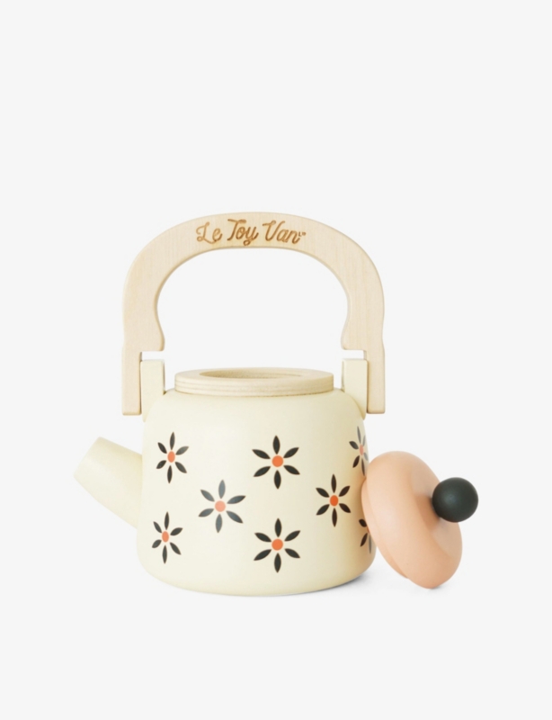 Vintage wooden toy kettle 13.5cm