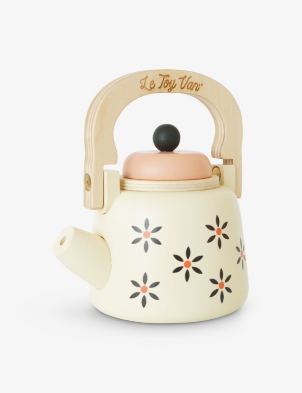 Vintage wooden toy kettle 13.5cm