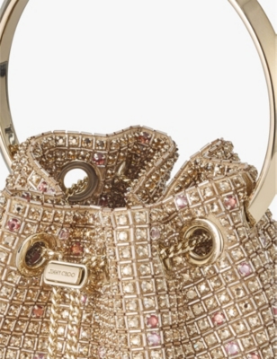 JIMMY CHOO: Bon Bon crystal-embellished satin bag