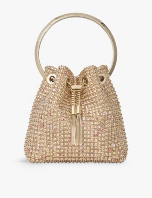 JIMMY CHOO: Bon Bon crystal-embellished satin bag