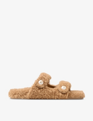 JIMMY CHOO: Fayence double-strap shearling sandals