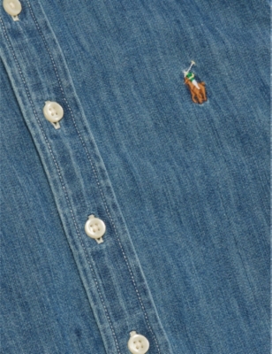 POLO RALPH LAUREN: Boys' logo-embroidered long-sleeve denim shirt