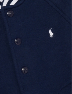Polo Ralph Lauren Fined Navy/c1730 Boys' Brand-embroidered Contrast-stripe Cotton-blend Jacket In Refined Navy/c1730