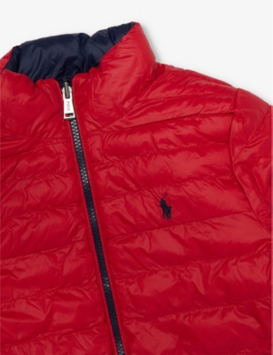 Polo Ralph Lauren Newport Navy/rl2000 Red Boys' Reversible Logo-embroidered Shell-down Bomber Jacket In Newport Navy/rl2000 Red