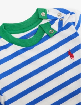 POLO RALPH LAUREN: Striped-print brand-embroidery cotton-jersey T-shirt 3 months-14 years
