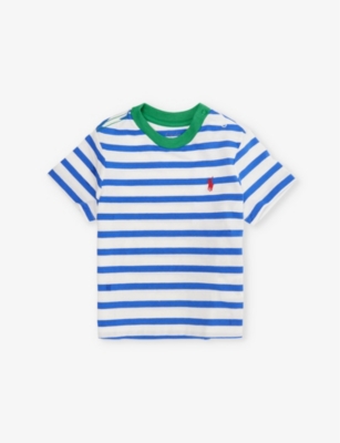 POLO RALPH LAUREN: Striped-print brand-embroidery cotton-jersey T-shirt 3 months-14 years