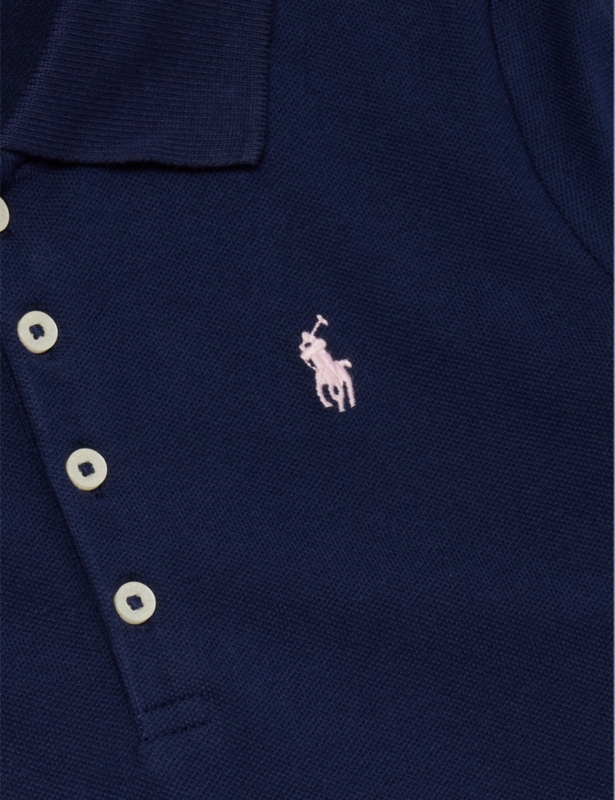 Brand-embroidery short-sleeves stretch-cotton piqué dress 3-14 years