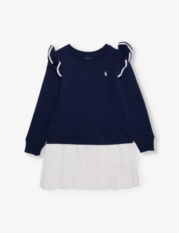 Ruffle-Trim Contrast-Skirt Cotton-Jersey Dress 3-6 Years