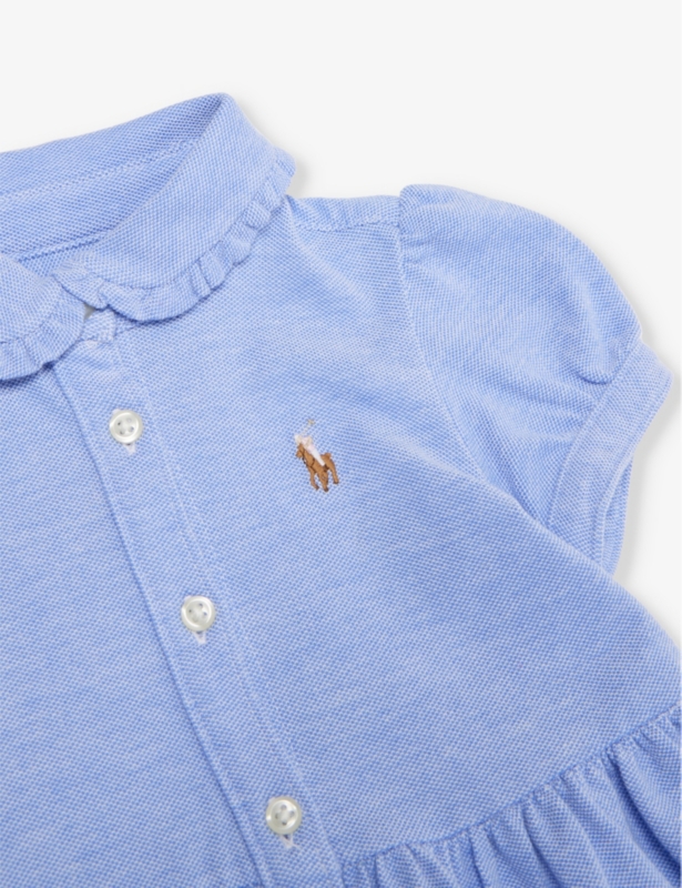 Oxford short-sleeve cotton dress and bloomer set 3-24 months