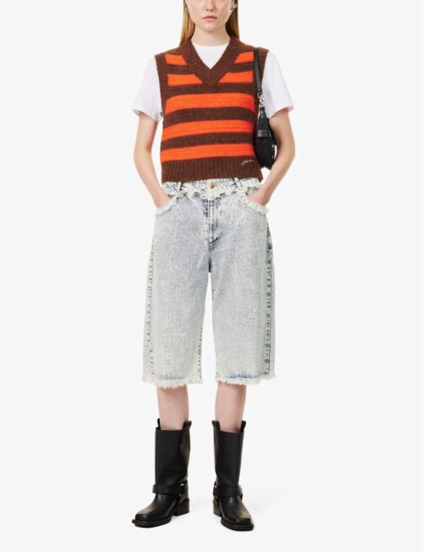 Striped sleeveless knit jumper