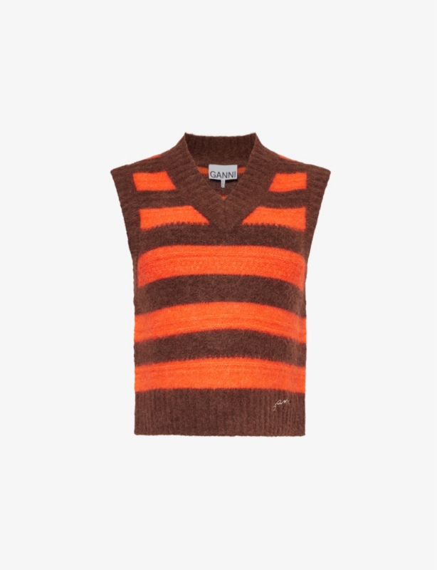 Striped sleeveless knit jumper