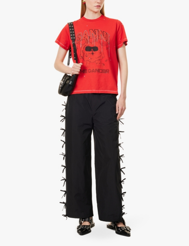 Dancer rhinestone-embellished organic-cotton jersey T-shirt