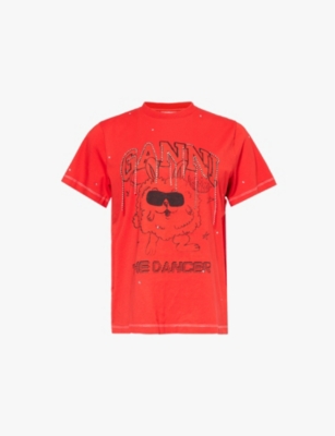 GANNI: Dancer rhinestone-embellished organic-cotton jersey T-shirt