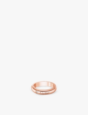 CARTIER: C de Cartier 18ct rose-gold and 0.03ct brilliant-cut diamond ring