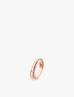 CARTIER: C de Cartier 18ct rose-gold and 0.03ct brilliant-cut diamond ring