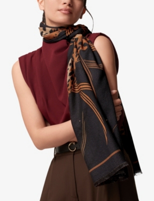 CARTIER: Panther in the Jungle cashmere and silk-blend scarf