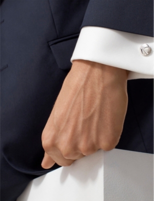 Cartier Mens Santos De  Screw-motif Palladium-plated Sterling-silver Cufflinks In Silver