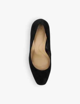 Dune Womens Black Suede Arriving Closed-toe Suede Heeled Courts In Black Suede