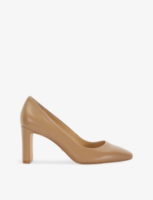 Dune Womens Cappuccino Leather Arriving Closed-toe Leather Heeled Courts In Brown