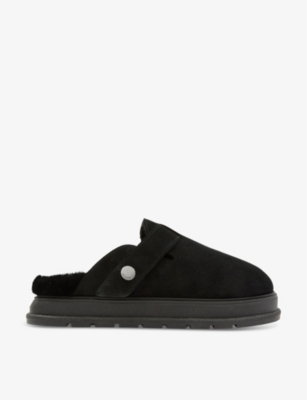 COLE BUXTON: Shearling-lined flat suede mules