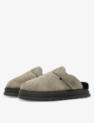 COLE BUXTON: Shearling-lined flat suede mules