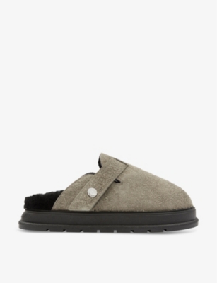 COLE BUXTON: Shearling-lined flat suede mules