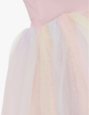 Bob & Blossom Rainbow Tutu Cotton-blend Stretch-jersey And Tulle Dress 1-8 Years In Rainbow