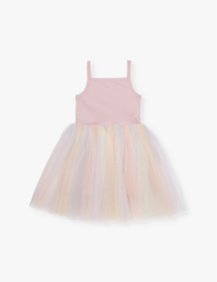 Shop Bob & Blossom Rainbow Tutu Cotton-blend Stretch-jersey And Tulle Dress 1-8 Y