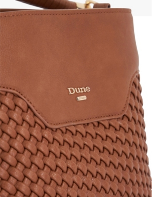 Dune Womens Tan Synthetic Dinidelphie Medium Logo-embossed Faux-leather Shoulder Bag In Tan Synthetic