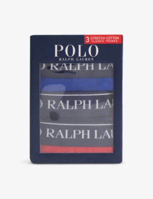 POLO RALPH LAUREN: Pack of three branded cotton-blend stretch-jersey trunks