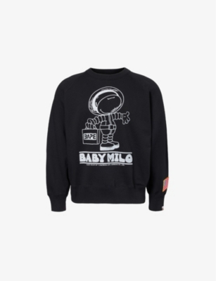 Mens A Bathing Ape Moon Astro Crew-Neck Relaxed-Fit Cotton-Jersey Sweatshirt
