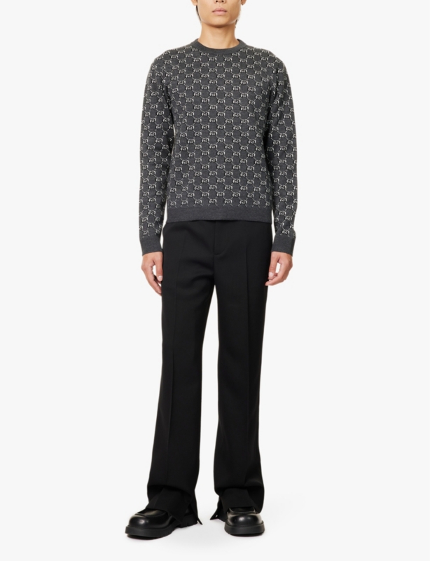 GG-jacquard crewneck wool jumper