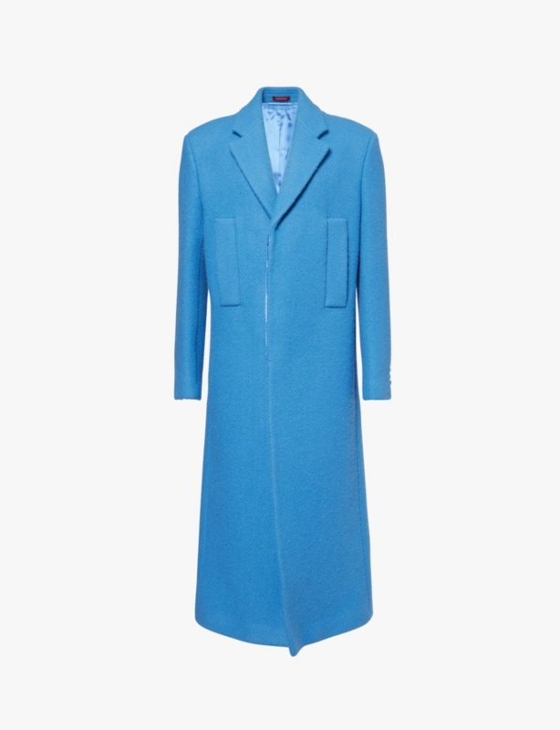 Single-breasted welt-pockets regular-fit wool coat