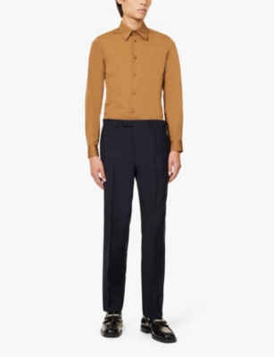 Gucci Mens Classic Biscuit Tailored Long-sleeve Cotton-poplin Shirt In Classic Biscuit