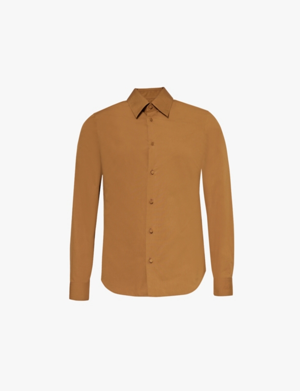 Tailored long-sleeve cotton-poplin shirt