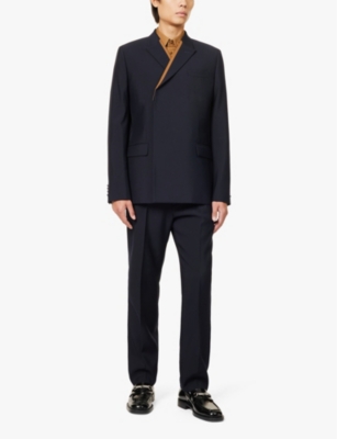 GUCCI: Contrast-lapel double-breasted wool blazer