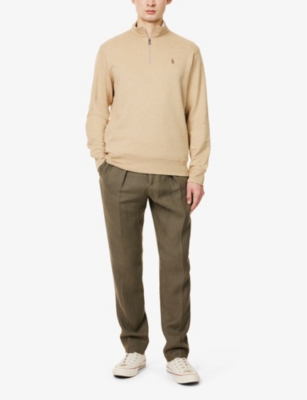 POLO RALPH LAUREN: Logo-Embroidered Half-Zip Knitted Jumper