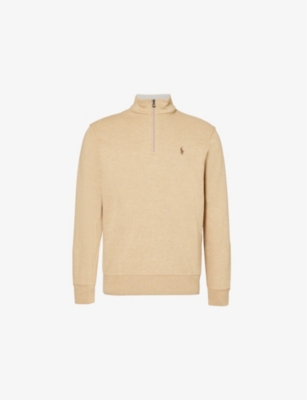 POLO RALPH LAUREN: Logo-Embroidered Half-Zip Knitted Jumper