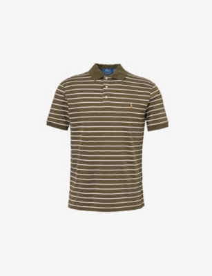 POLO RALPH LAUREN: Striped Logo-Embroidered Cotton Polo Shirt