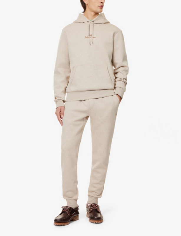 Athletic brand-embroidery tapered-leg regular-fit cotton and recycled-polyester blend jogging bottoms