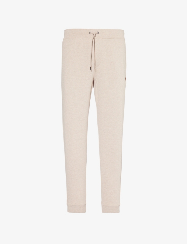 Athletic brand-embroidery tapered-leg regular-fit cotton and recycled-polyester blend jogging bottoms