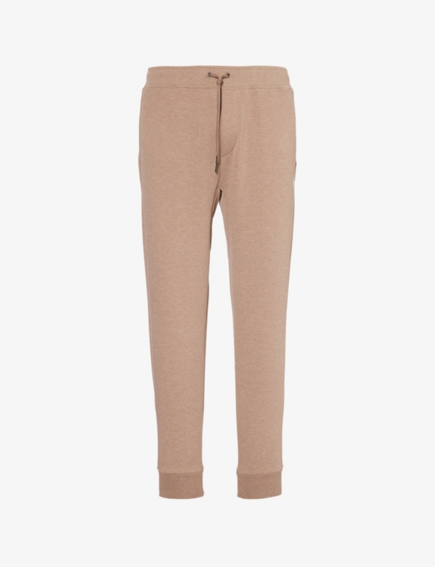Athletic brand-embroidery tapered-leg regular-fit cotton and recycled-polyester blend jogging bottoms
