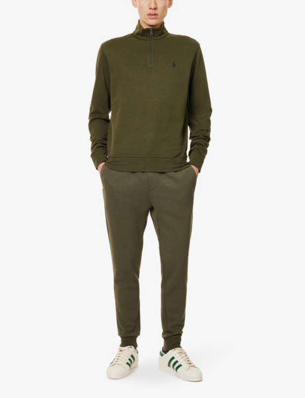 Athletic logo-embroidered cotton-blend jersey jogging bottoms