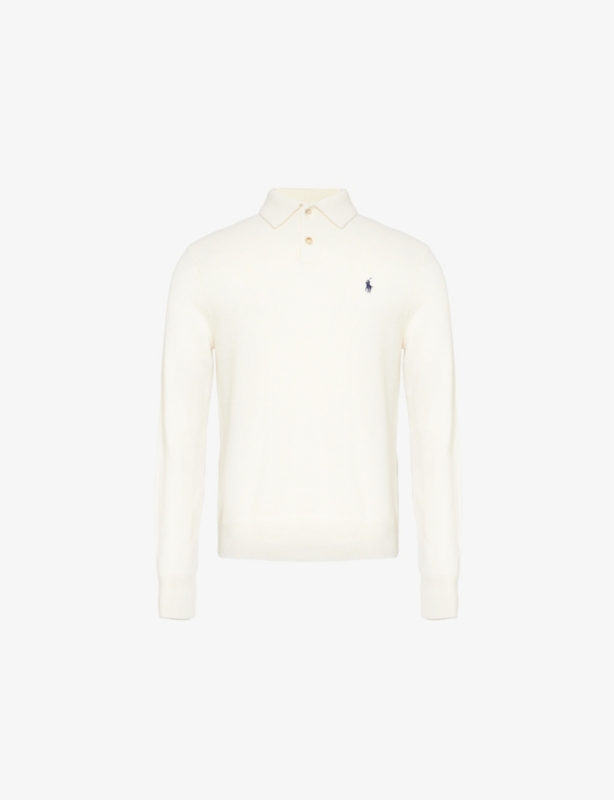 Logo-embroidered wool and cotton jumper