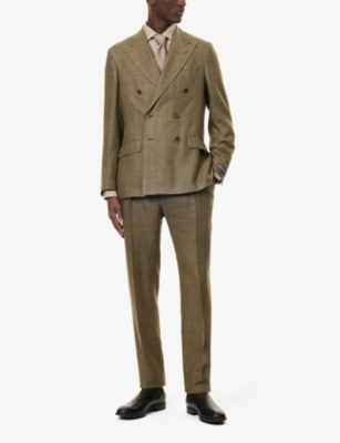 POLO RALPH LAUREN: Double-Breasted Check Silk-Linen Suit