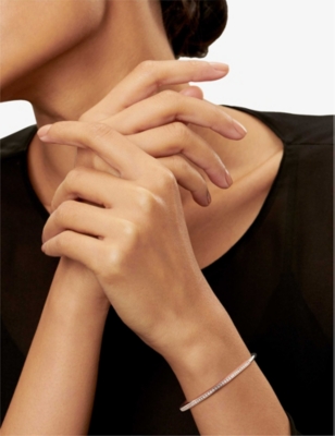 TIFFANY & CO: Tiffany Lock Narrow 18ct rose-gold, 18ct white-gold and 1.09ct diamond bangle