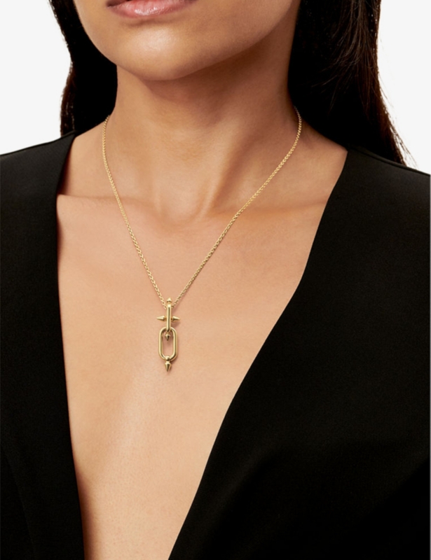 Titan by Pharrell Williams spear-pendant 18ct yellow-gold necklace