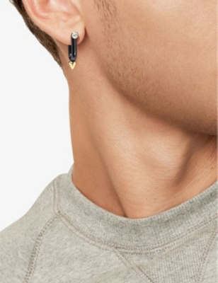 TIFFANY & CO: Titan by Pharrell Williams large 18ct yellow-gold, titanium and 0.37ct brillant-cut diamond hoop earrings